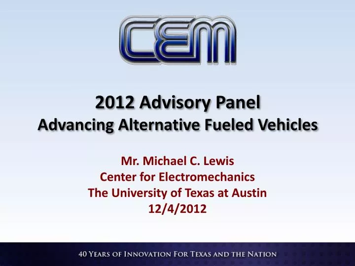 2012 advisory panel advancing alternative fueled vehicles