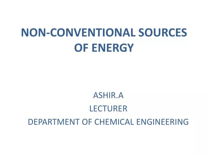 non conventional sources of energy