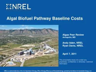 Algal Biofuel Pathway Baseline Costs