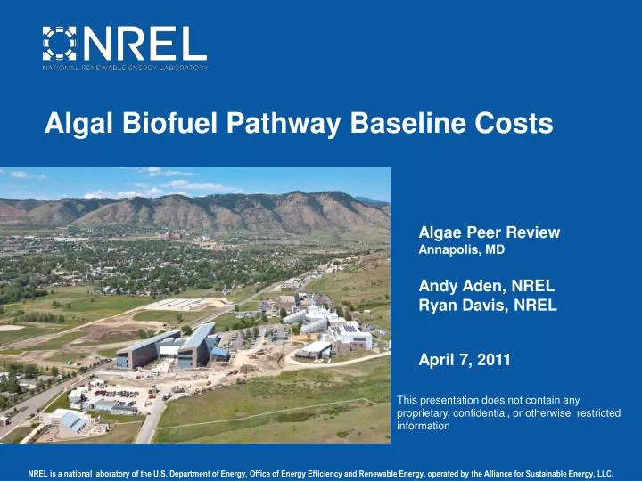algal biofuel pathway baseline costs
