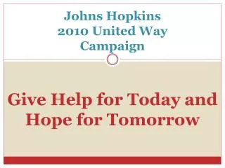 Johns Hopkins 2010 United Way Campaign