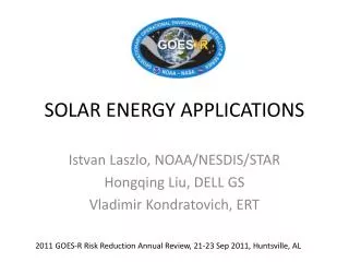 SOLAR ENERGY APPLICATIONS