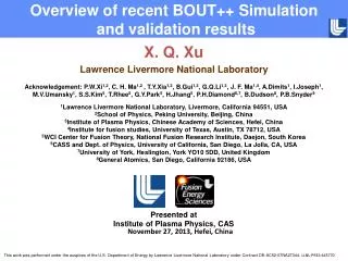 X. Q. Xu Lawrence Livermore National Laboratory