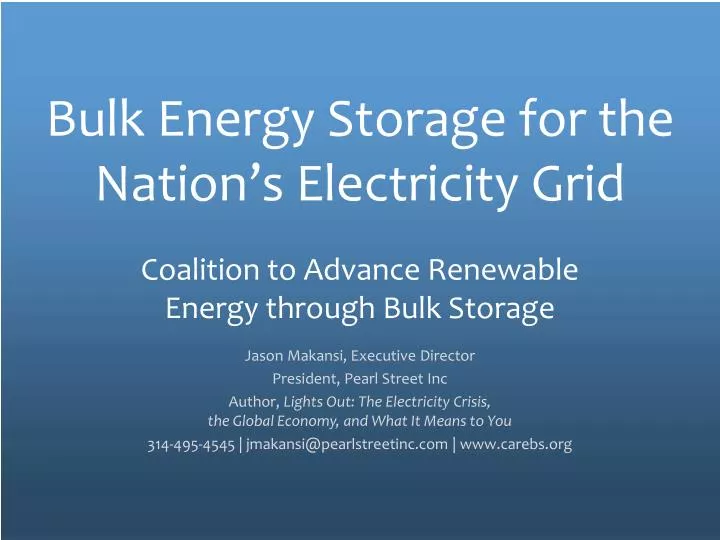 bulk energy storage for the nation s electricity grid