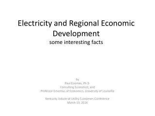 Electricity and Regional Economic Development some interesting facts