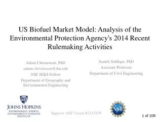 US Biofuel Market Model : Analysis of the Environmental Protection Agency's 2014 Recent Rulemaking Activities