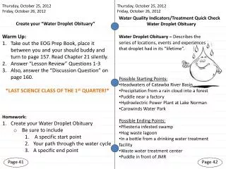 Create your “Water Droplet Obituary”