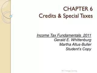 CHAPTER 6 Credits &amp; Special Taxes