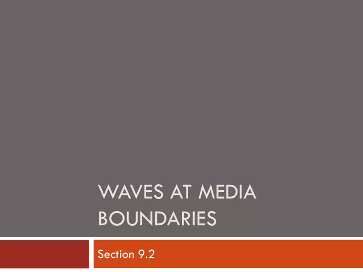 waves at media boundaries