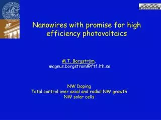 Nanowires with promise for high efficiency photovoltaics