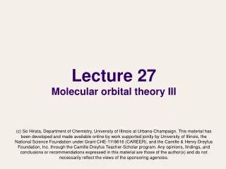 Lecture 27 Molecular orbital theory III