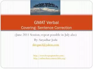 GMAT Verbal Covering: Sentence Correction