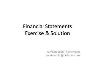 Financial Statements Exercise &amp; Solution
