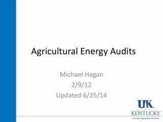 Agricultural Energy Audits