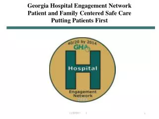 Georgia Hospital Engagement Network Patient and Family Centered Safe Care Putting Patients First