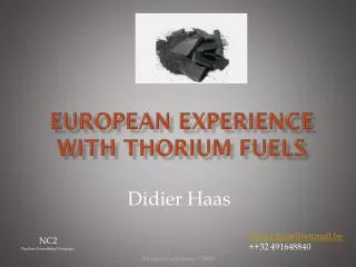 European experience with Thorium fuels