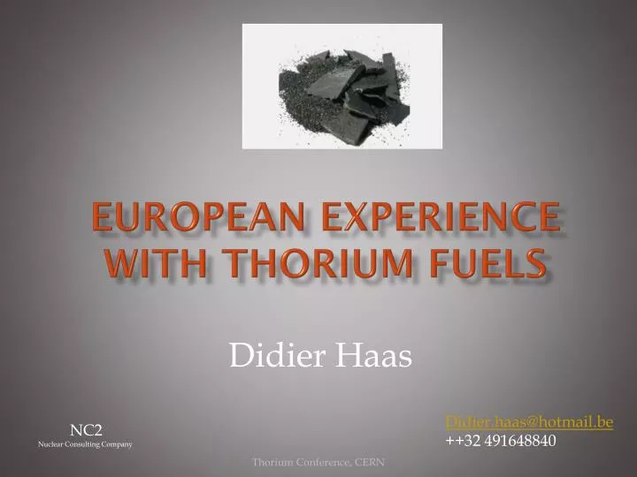 european experience with thorium fuels