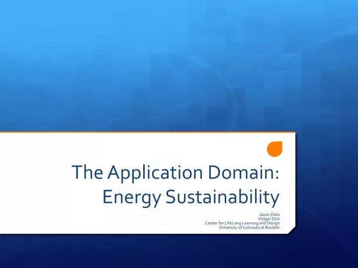 the application domain energy sustainability
