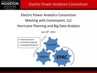 Electric Power Analytics Consortium Meeting with Centerpoint , LLC Hurricane Planning and Big Data Analysis