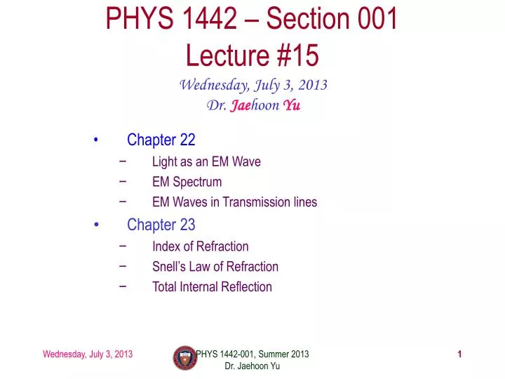 phys 1442 section 001 lecture 15