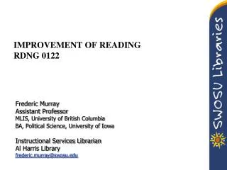 IMPROVEMENT OF READING RDNG 0122