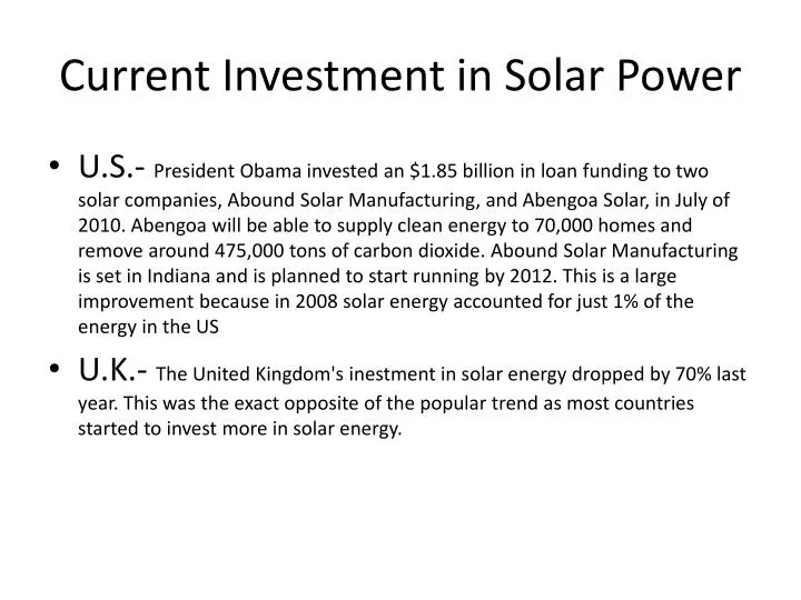 current investment in solar power