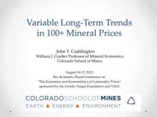 Variable Long-Term Trends in 100+ Mineral Prices