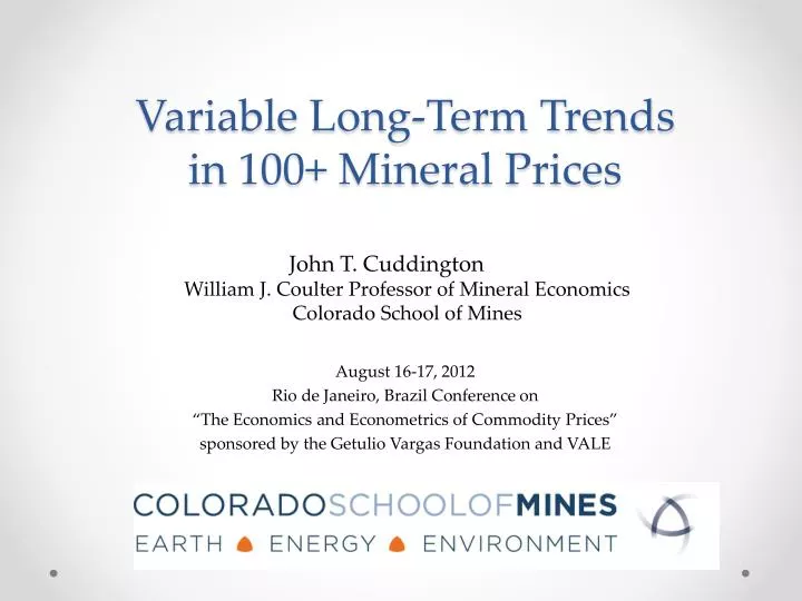 variable long term trends in 100 mineral prices