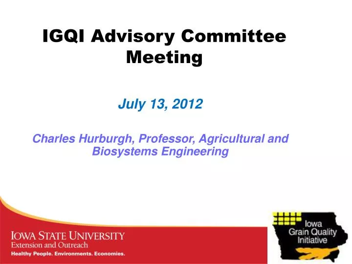 july 13 2012 charles hurburgh professor agricultural and biosystems engineering