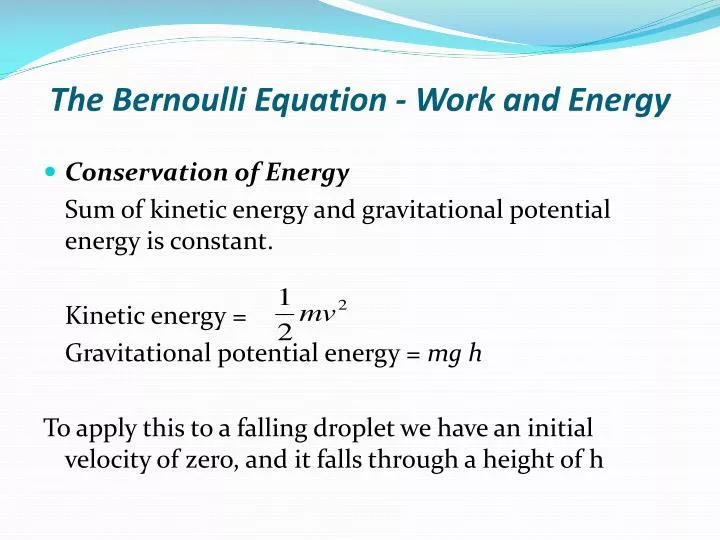 the bernoulli equation work and energy
