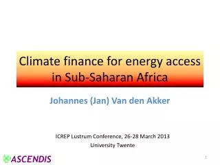 Climate finance for energy access in Sub-Saharan Africa