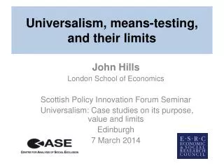 Universalism, means-testing, and their limits
