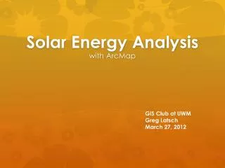 Solar Energy Analysis