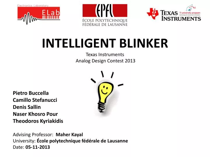 intelligent blinker texas instruments analog design contest 2013