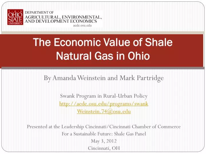 the economic value of shale natural gas in ohio
