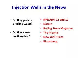 Injection Wells in the News