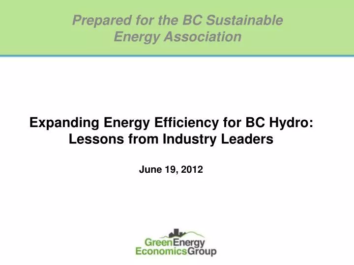 prepared for the bc sustainable energy association