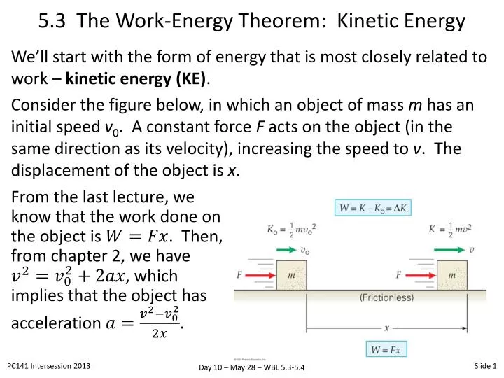 5 3 the work energy theorem kinetic energy