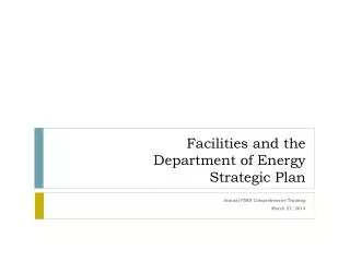 Facilities and the Department of Energy Strategic Plan
