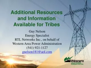 Additional Resources and Information Available for Tribes