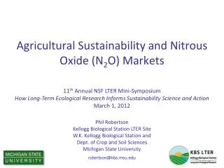 Agricultural Sustainability and Nitrous Oxide (N 2 O) Markets