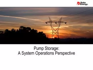 Pump Storage: A System Operations Perspective
