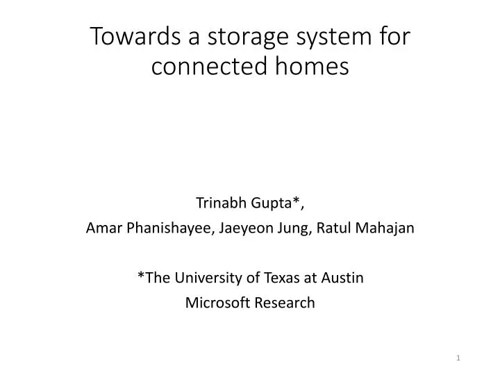 towards a storage system for connected homes