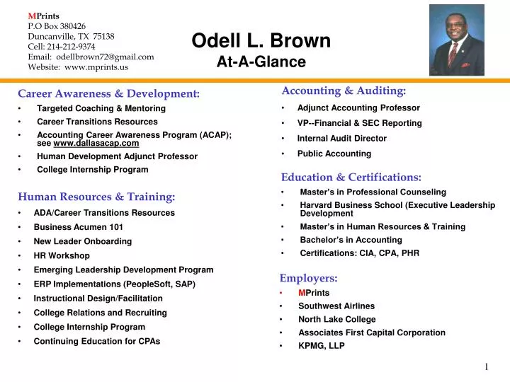 odell l brown at a glance
