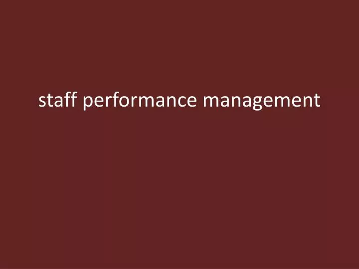 staff performance management