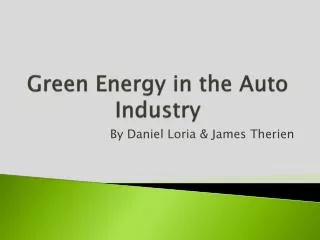 Green Energy in the A uto I ndustry