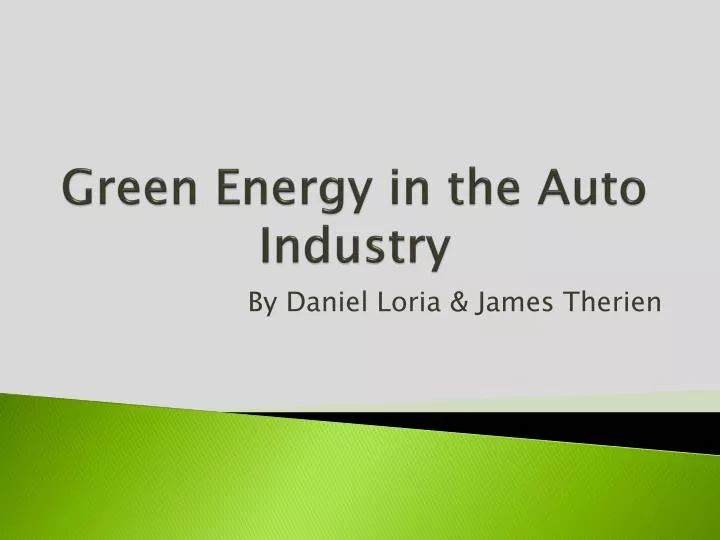 green energy in the a uto i ndustry