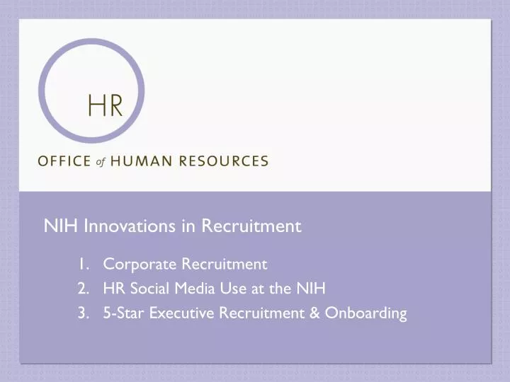 nih innovations in recruitment