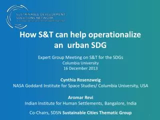 How S&amp;T can help operationalize an urban SDG