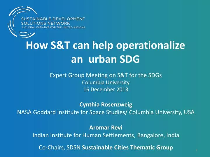 how s t can help operationalize an urban sdg